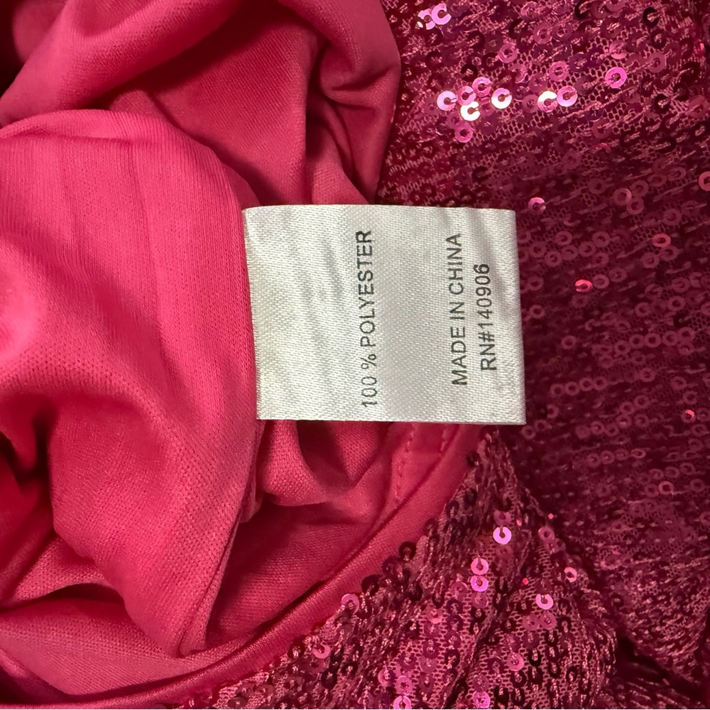 HOT Pink Sequin One-Shoulder Top - Picture 5 of 6